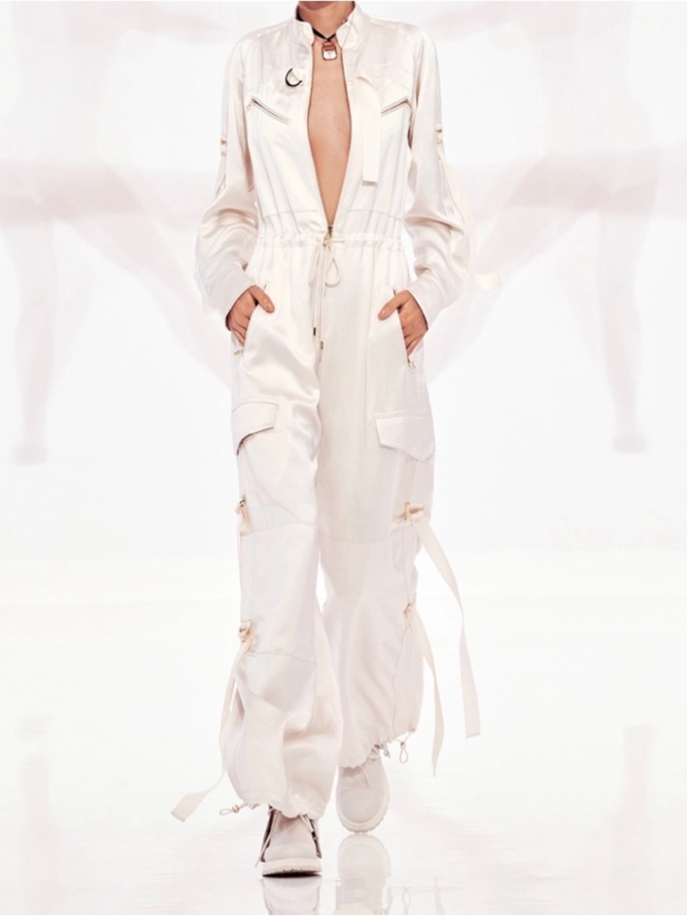 Zimmermann RHYTHMIC RELAXED BOILERSUIT IN MILK spring summer RTW 2022 NWT
